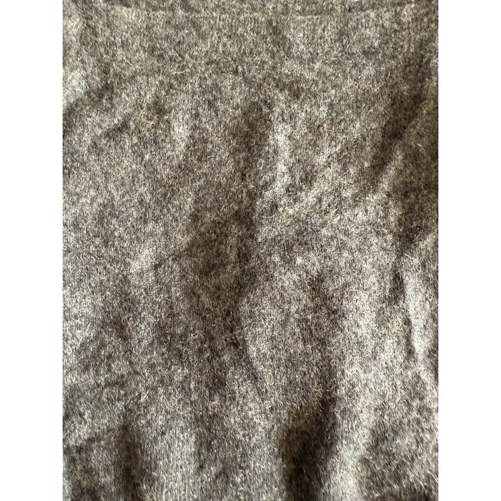 Frame Frankie Ruched Mélange Cashmere Sweater Grey Small Crew